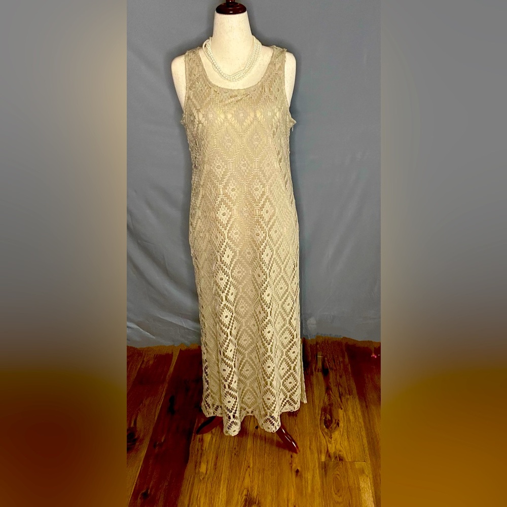 Chico's Crochet Lace Overlay Maxi Dress 2.5